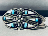 Gorgy! 6 Inch Wrist Vintage Native American Zuni Turquoise Inlay Sterling Silver Bracelet-Nativo Arts
