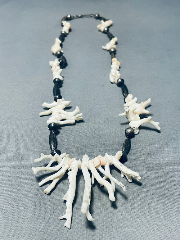 Stunning Vintage Native American Navajo White Corals Sterling Silver Necklace-Nativo Arts