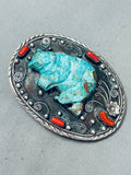 Hand Carved Bear 103 Grams Vintage Native American Navajo Sterling Silver Buckle Old-Nativo Arts