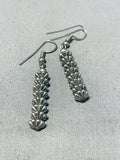 Fabulous Vintage Native American Navajo Stacks Of Sterling Silver Flowers Earrings-Nativo Arts