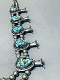 Gasp! 193 Grams Vintage Native American Navajo Sterling Silver Turquoise Squash Blossom Necklace-Nativo Arts