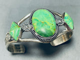 One Of The Most Beautiful Vintage Native American Navajo Gaspeite Sterling Silver Bracelet-Nativo Arts