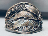 Johnny Frank Vintage Native American Navajo Sterling Silver Leaves Swirl Bracelet-Nativo Arts