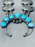 Geomtric Squash Vintage Native American Navajo Turquoise Sterling Blossom Necklace-Nativo Arts