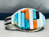 Unique Vintage Native American Navajo Pilot Mountain Turquoise Sterling Silver Bracelet-Nativo Arts