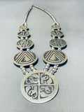 Native American Gorgy!! Vintage Navajo Geomtric Sterling Silver Squahs Blossom Necklace-Nativo Arts