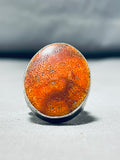 Beautiful Vintage Native American Navajo Orange Spiny Sterling Silver Large Ring-Nativo Arts