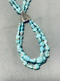 One Of The Best Vintage Native American Navajo Blue Gem Turquoise Sterling Silver Necklace-Nativo Arts