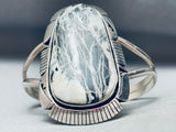 One Of The Best Vintage Native American Navajo White Buffalo Turquoise Sterling Silver Bracelet-Nativo Arts