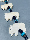 Native American Buffalo Love Vintage Santo Domingo Hand Carved Sterling Silver Necklace-Nativo Arts