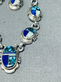 Very Important Vintage Native American Navajo Turquoise Inlay Sterling Silver Necklace-Nativo Arts