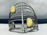 One Of A Kind Vintage Native American Navajo Gaspeite Sterling Silver Bracelet-Nativo Arts