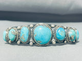 Magnificent Vintage Native American Navajo Kingman Turquoise Sterling Silver Bracelet-Nativo Arts