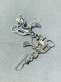 Outstanding Vintage Native American Navajo Sterling Silver Hoop Dancer Earrings-Nativo Arts