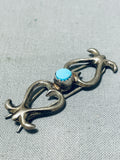 Unique Vintage Native American Navajo Blue Gem Turquoise Sterling Silver Barrette-Nativo Arts