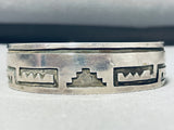 Amazing Vintage Native American Navajo Signed Sterling Silver Geometric Designs Bracelet-Nativo Arts