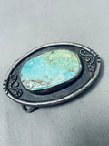 Vintage Native American Navajo Swirl Channel Royston Turquoise Sterling Silver Buckle