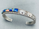 Incredibly Intricate Vintage Navajo Bear Inlay Sterling Silver Bracelet-Nativo Arts