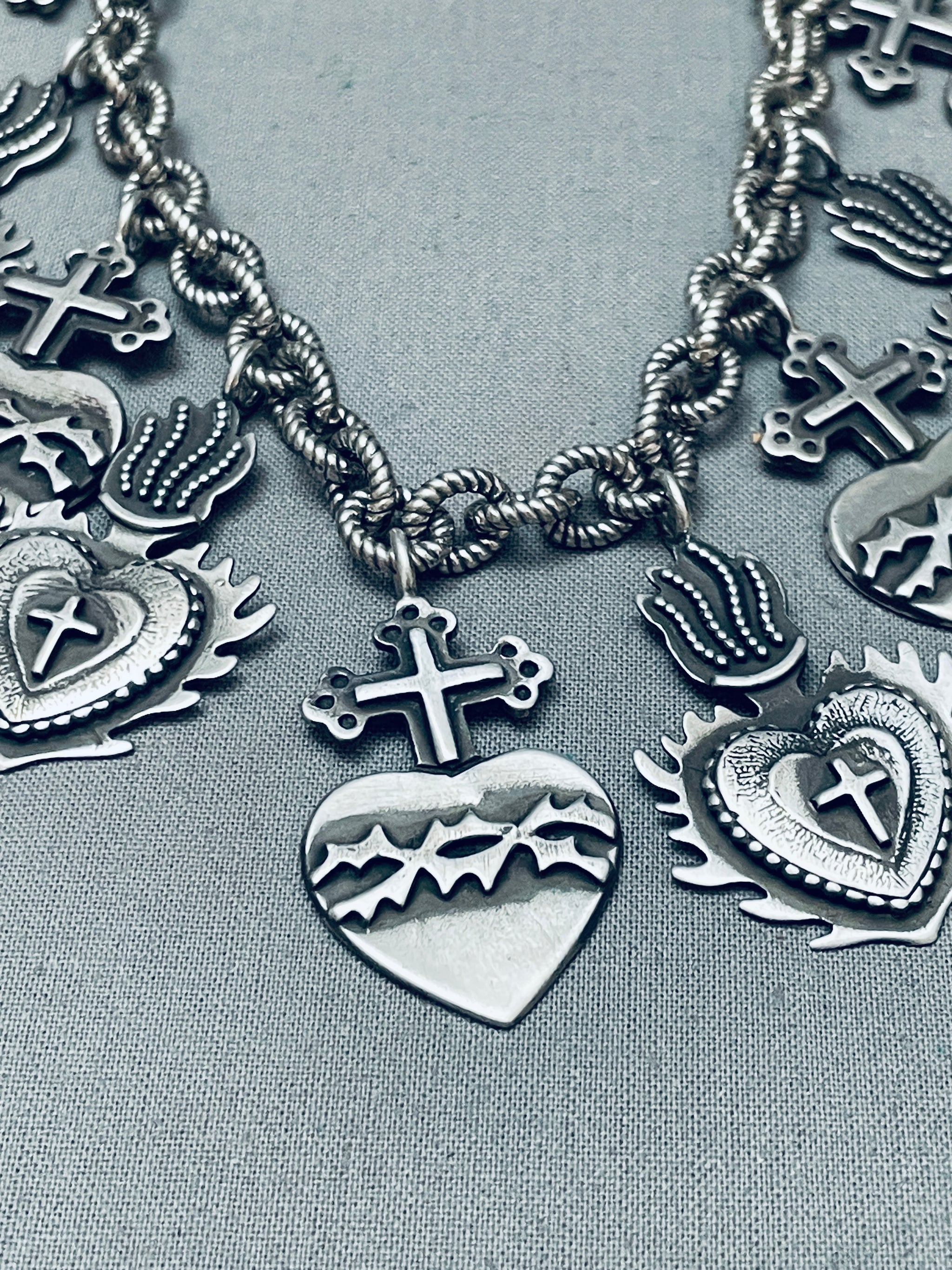 Juan Willie Vintage Native American Navajo Cross Charm Sterling 