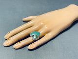 Irresistable Native American Navajo Signed Royston Turquoise Heart Sterling Silver Ring-Nativo Arts