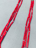 Ming Boggling Long Coral Native American Navajo Sterling Silver Necklace-Nativo Arts