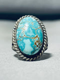 Vibrant Vintage Native American Navajo Carico Lake Turquoise Sterling Silver Ring-Nativo Arts