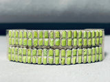 One Of The Most Unique Vintage Native American Zuni Gaspeite Inlay Sterling Silver Bracelet-Nativo Arts