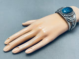 Aaron Toadlena Lapis Vintage Native American Navajo Sterling Silver Bracelet-Nativo Arts