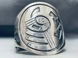 Towering Vintage Hopi Sterling Silver Hand Tooled Bracelet Cuff-Nativo Arts