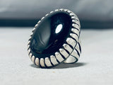 Superior Vintage Native American Navajo Black Onyx Sterling Silver Colossal Ring-Nativo Arts