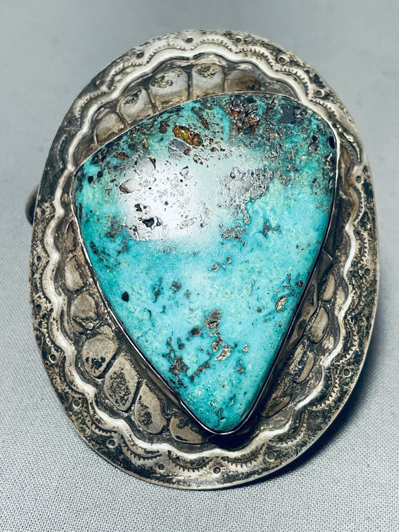 Important!! Battle Mountain Turquoise Vintage Native American Navajo Sterling Silver Bracelet-Nativo Arts