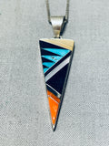 Authentic Native American Navajo Turquoise Coral Jet Sterling Silver Necklace-Nativo Arts