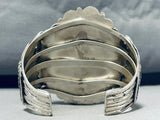 Joe Tso (d) Vintage Native American Navajo White Water Agate Sterling Silver Bracelet Cuff-Nativo Arts