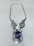 Les Baker Amethyst Vintage Sterling Silver Necklace Navajo!-Nativo Arts