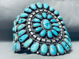 One Of The Finest Vintage Native American Navajo Turquoise Sterling Silver Cluster Bracelet