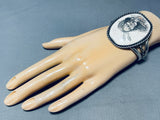 Completely Hand Carved Vintage Native American Navajo Sterling Silver Bracelet-Nativo Arts