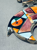 Important Vintage Native American Navajo Brownbear Inlay Turquoise Sterling Silver Necklace-Nativo Arts