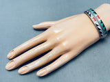 Important Andrew Dewa Vintage Native American Zuni 6 Inch Wrist Sterling Silver Bracelet-Nativo Arts