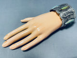 Dazzling Native American Navajo 3 Royston Turquoise 2 Sterling Silver Gekkos Huge Bracelet-Nativo Arts