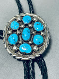 Superb Vintage Native American Navajo 7 Morenci Turquoise Sterling Silver Bolo-Nativo Arts