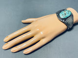 Important Vintage Native American Navajo Carico Lake Turquoise Sterling Silver Bracelet-Nativo Arts