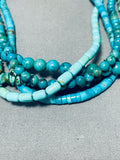Native American Amazing Santo Domingo Kingman & Royston Turquoise Sterling Silver Twist Necklace-Nativo Arts