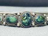 Important Tommy Yazzie Vintage Native American Navajo Damale Turquoise Sterling Silver Bracelet-Nativo Arts
