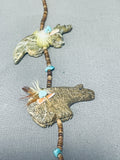 Native American One Of The Finest Vintage Zuni Serpentine Fetish Sterling Nsilver Necklace-Nativo Arts