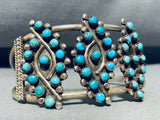 One Of The Best Vintage Native American Zuni Turquoise Sterling Silver Flower Bracelet-Nativo Arts