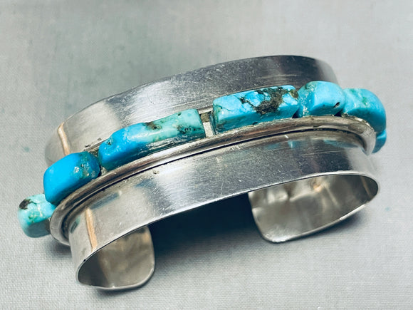 Bricks Of Turquoise!! Vintage Native American Navajo Sterling Silver Bracelet-Nativo Arts