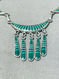 Rare Native American Zuni Malachite Sterling Silver Necklace-Nativo Arts