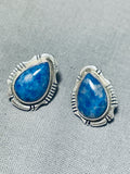 Best Vintage Native American Navajo Denim Lapis Sterling Silver Earrings-Nativo Arts