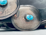 Early Hand Tooled Vintage Native American Navajo Turquoise Sterling Silver Concho Belt-Nativo Arts