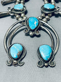 Gasp! 300 Grams Vintage Native American Navajo Turquoise Sterling Silver Squahs Blossom Necklace-Nativo Arts